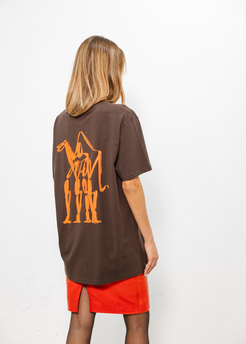 Tshirt camello marrón naranja flúor
