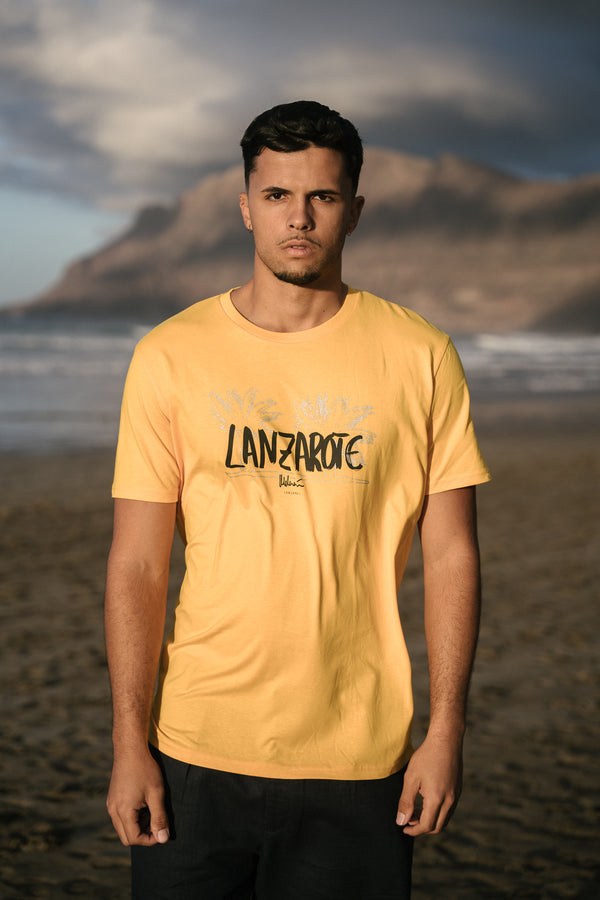 TSHIRT AMARILLO PALMERAS PLATA